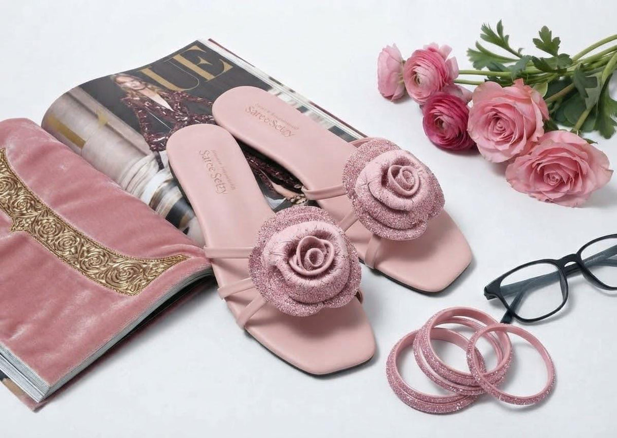 Emerald Rose Crystal Slides – Pink | Sharkstepzy