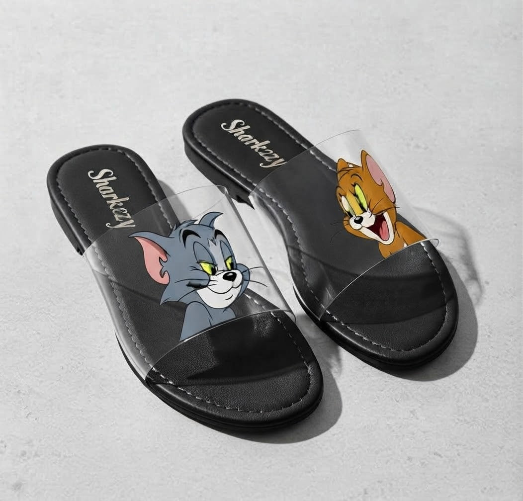 Sharkstepzy Cartoon Comfort Slides – Black