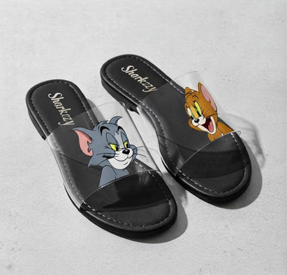 Sharkstepzy Cartoon Comfort Slides – Black