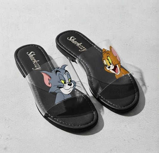 Sharkstepzy Cartoon Comfort Slides – Black